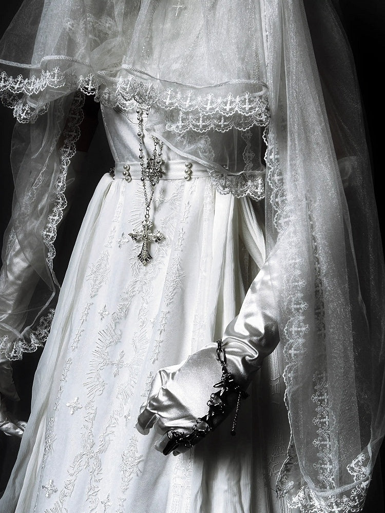 White Shiro Cathedral Empire Waist Dress Gothic Lolita JSK