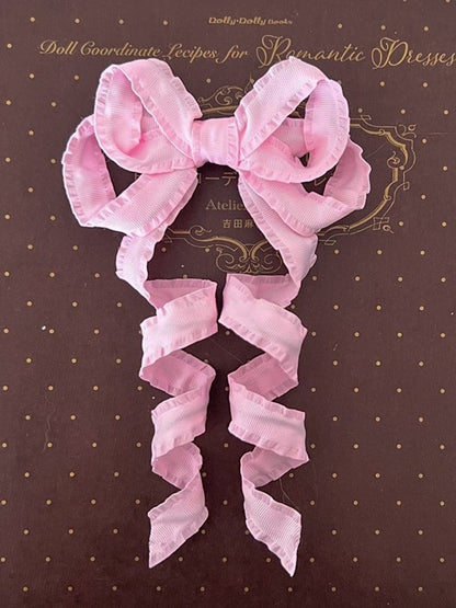 Details Ribbon 9 Twist – Lolita Color Ruffled Bow Hairclip