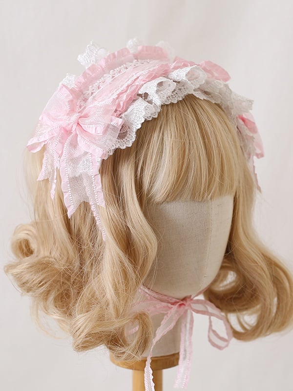 Haarband Bowknot Weiß 7 süße wunderschöne Farben Lolita Spitze