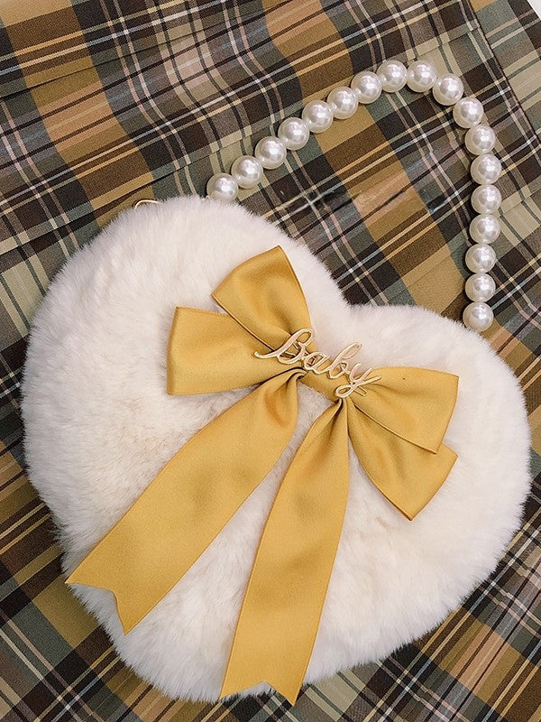 Bowknot Bag Heart-Shaped Bead – Plush with Hand Handle Options and Color Lolita 11