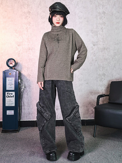 Sleeve Fleece Long Style Lining Brown with Chinese Top