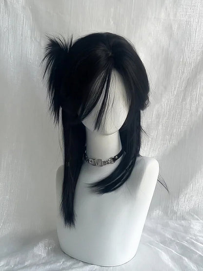 Wig with Bangs Ouji Style Black Curtain Straight 50CM