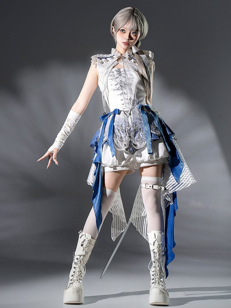 Elegantes Ouji Fashion Dreiteiliges Ensemble: Kleid