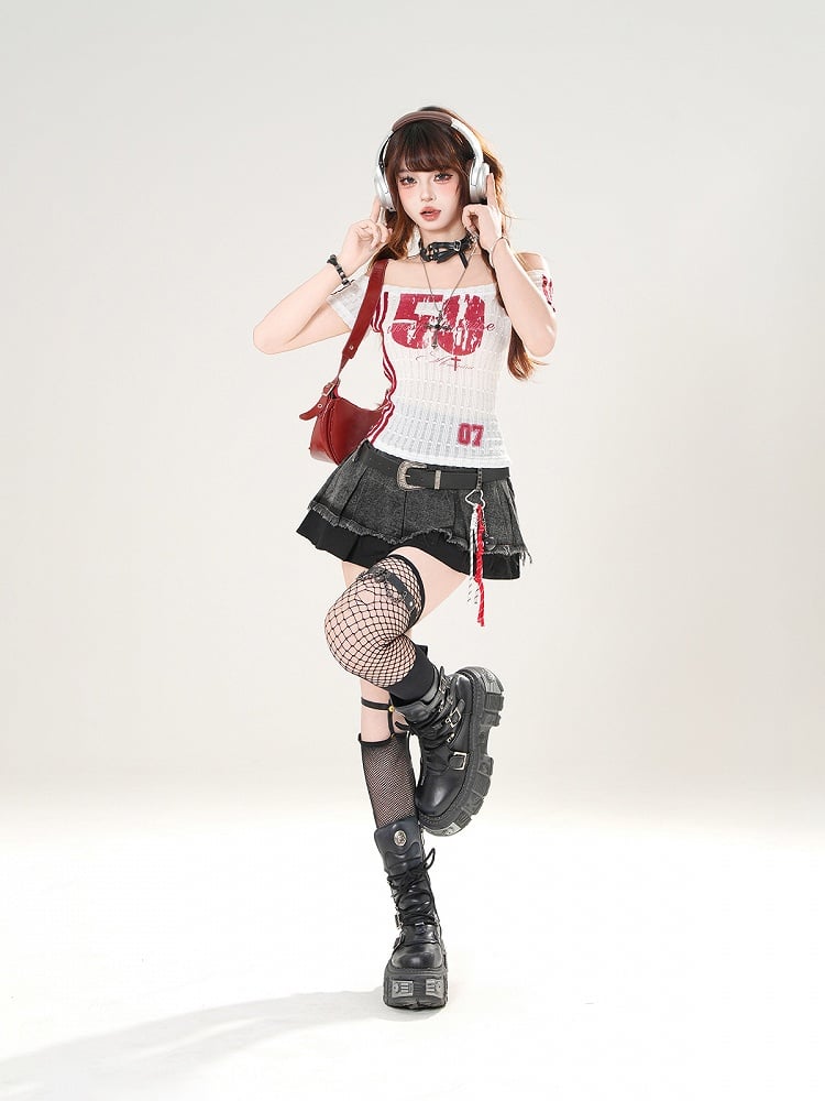 Waist Hem Frayed Distressed Black High