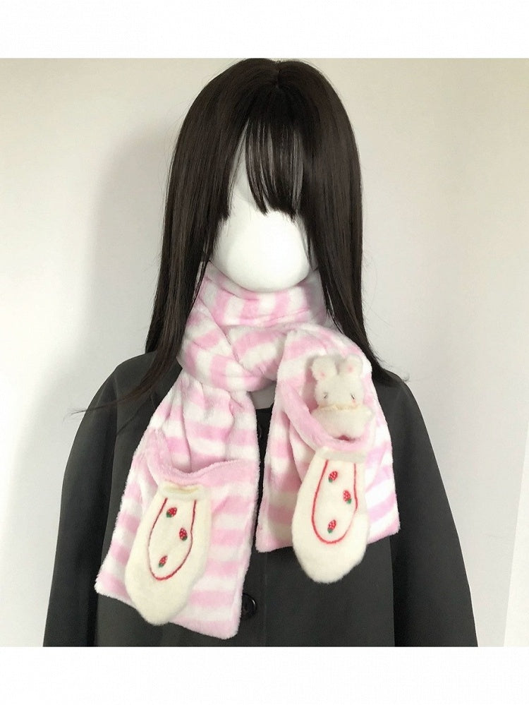 Cute Scarf with Removeable Bunny Pin and Berry Pocket - freetrader