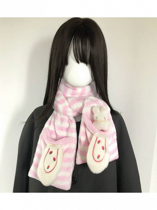 Cute Scarf with Removeable Bunny Pin and Berry Pocket - freetrader