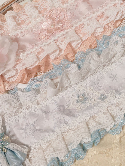 Lolita Snowflake Embroidery Lace Pink/Blue Hairband
