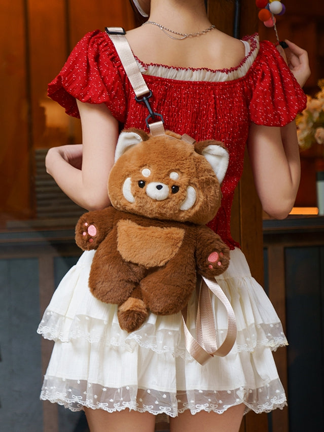 Brown Red Backpack Panda Straps Plush Shoulder 35cm/50cm Detachable