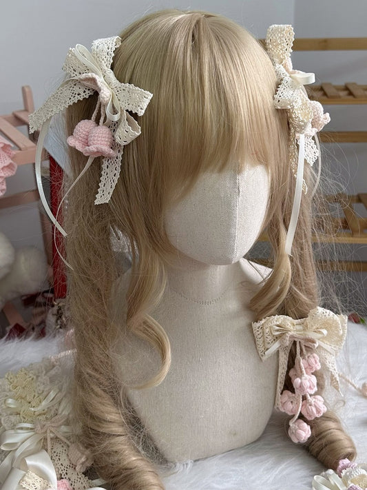 Hairclip of Lily Beige Pink the Crocheted Valley /