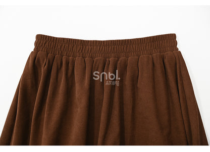 Brown Lace Trim Ankle Length Skirt