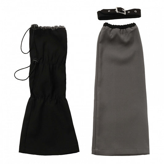 Black and Asymmetric Leg Gray Warmers