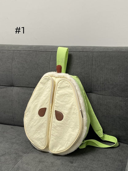 GreenWhite Cute Bag Pear-shaped Backpack Ita