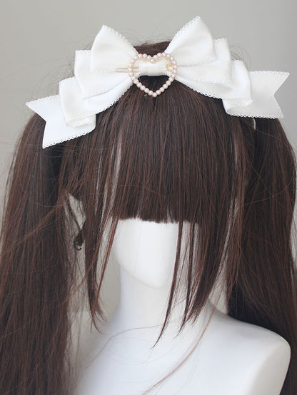 Beaded Decorated Bowknot Details Lace Trim Bonnet