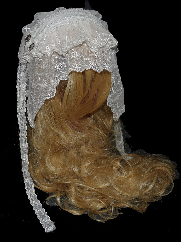Hairband Lolita Lace White/Black Gothic