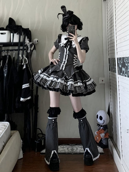 Pattern Gray Warmers Striped Leg Dark