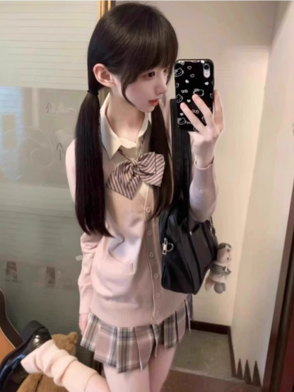 7 Optionen Farbe Strickjacke Gestrickter V-Ausschnitt