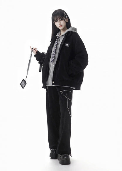 Black Panda Applique Winter Coat - PINK SAVIOR
