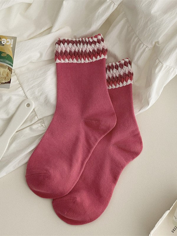 Kalbsrote/Gelbe/Blaue/Weiße Lolitasocken