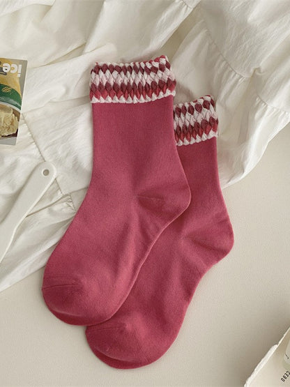 Kalbsrote/Gelbe/Blaue/Weiße Lolitasocken