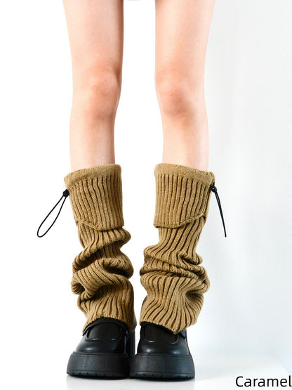 Vertical Colors Pattern Design Leg Drawstring Warmers Knitted Striped 8