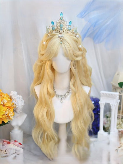 Blonde Long Light Curtain With Wavy Bangs Wig