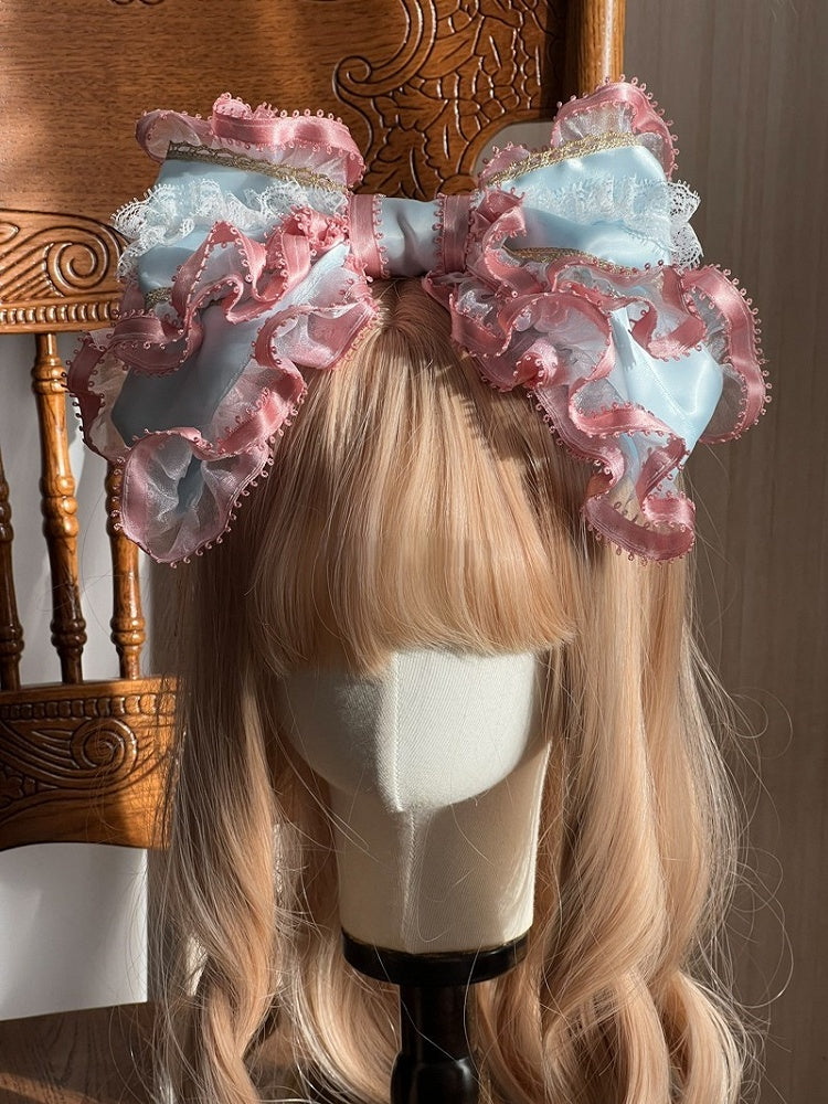 mit Rüschen Schleife Elegant KC Blau Rosa Spitze LolitaGroße Klassische