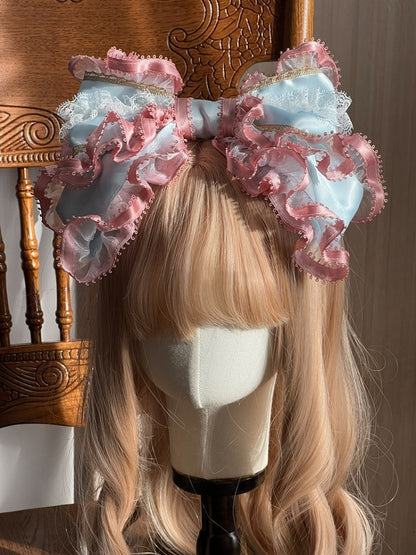 mit Rüschen Schleife Elegant KC Blau Rosa Spitze LolitaGroße Klassische