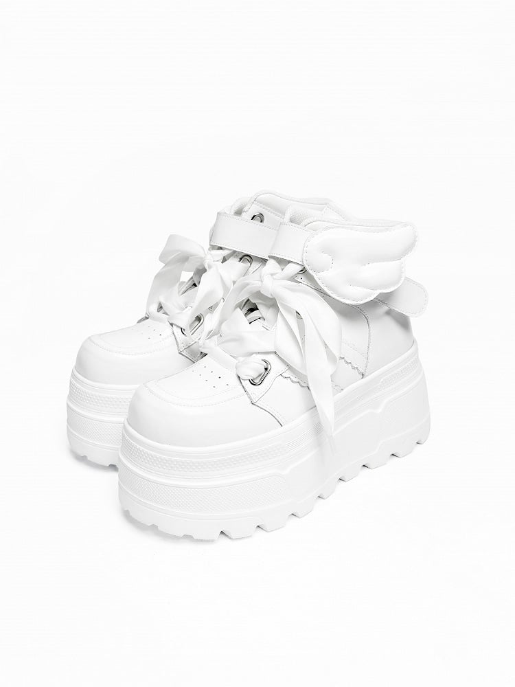 Shoes Accents Wings Gothic Platform Detachable White