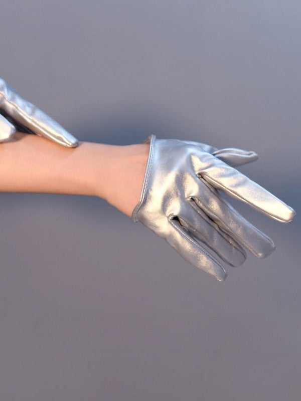 PU Silver Cyberpunk Gloves