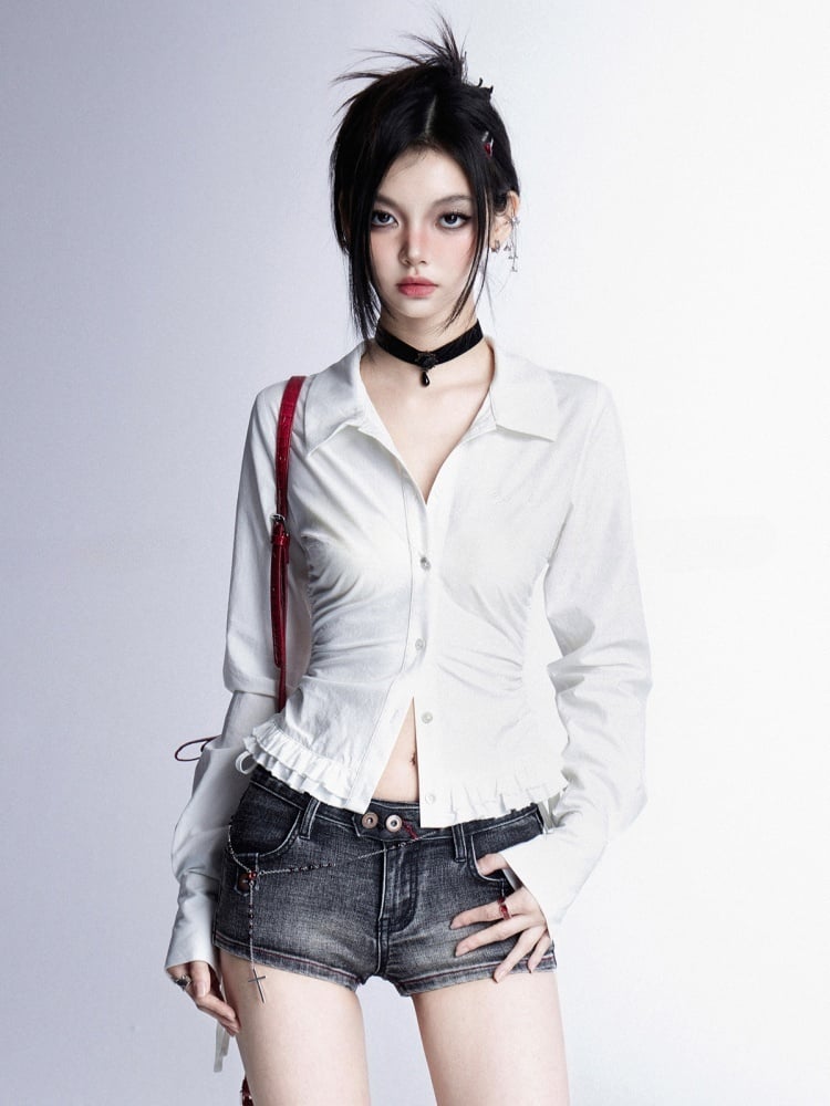 Eng geschnittene schwarze Glamorous-Jeansshorts mit niedriger Taille