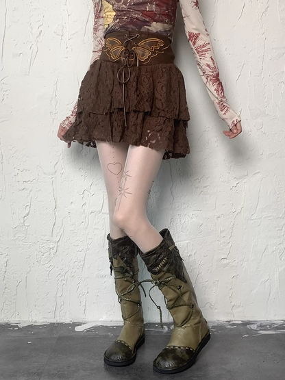 Tights Print and Wasteland Y2K White Stars Heart Punk