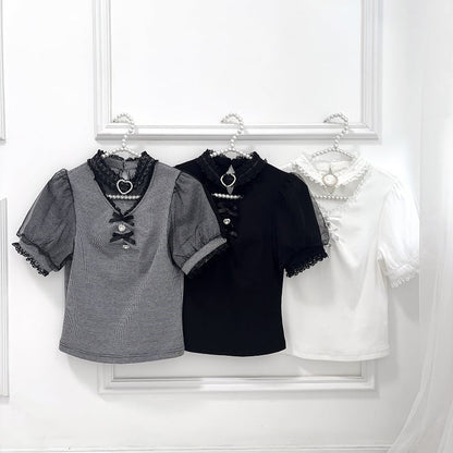 Black Bowknot and Rhinestone Decoration Choker Design