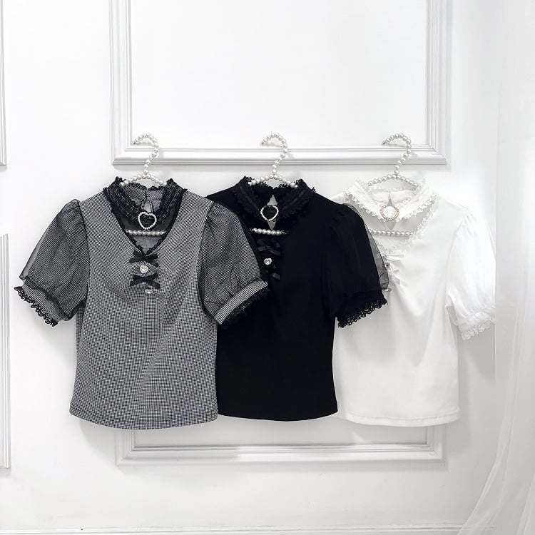 White Design Bowknot and Rhinestone Decoration Choker