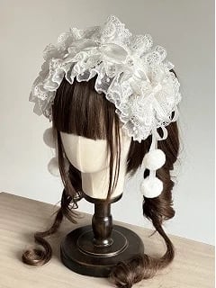 Pom-Pom (Lace Accents) Set Hairband Lolita Multi-Color