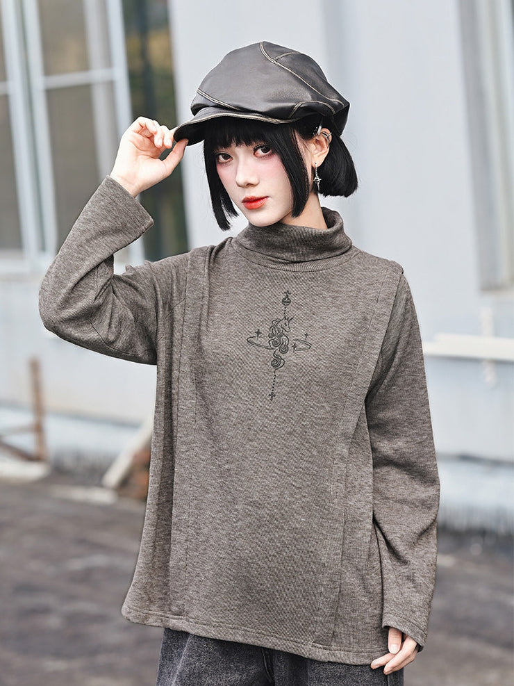 Sleeve Fleece Long Style Lining Brown with Chinese Top