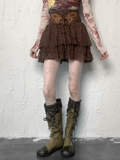 Tights Print and Wasteland Y2K White Stars Heart Punk