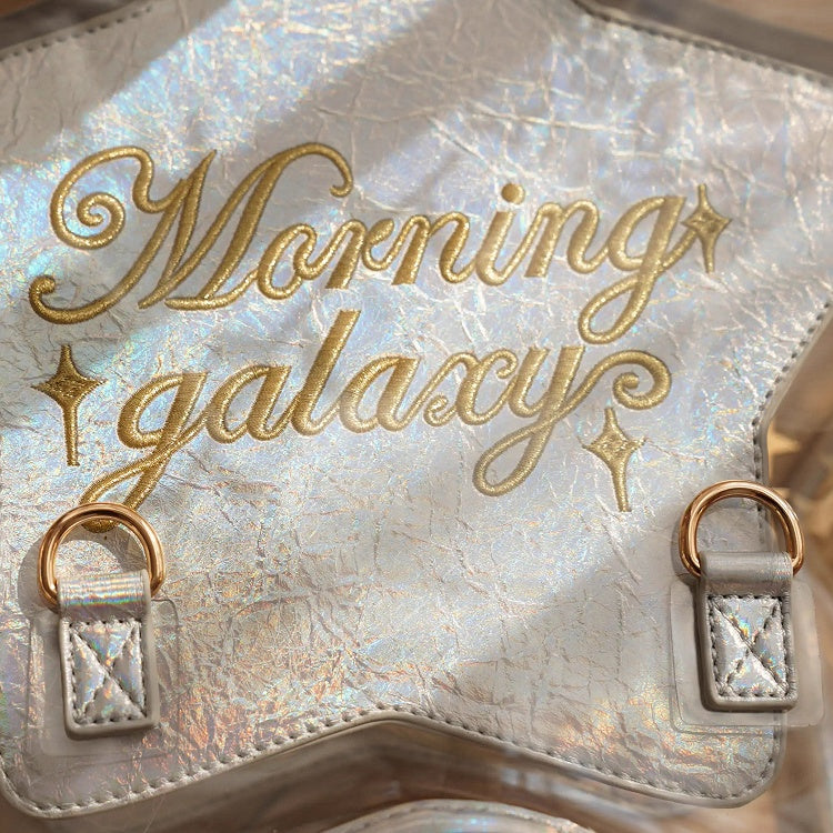 ホログラム入りPUバッジ付き取り外し可能なチャーム付きカラー星型痛バッグ