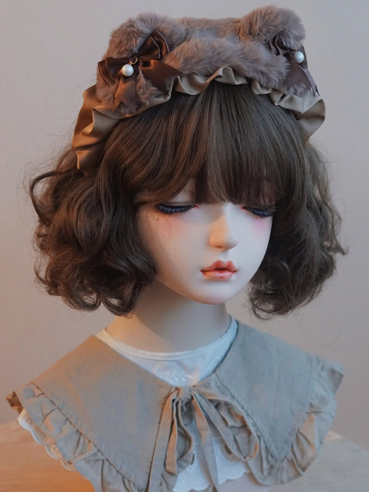 ぬいぐるみの蝶結びKCベアディテールブラウンイヤービーズチャーム