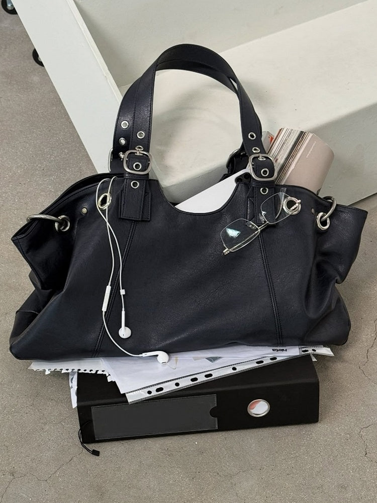 Minimalist Tote Bag Large Capacity Edgy Black