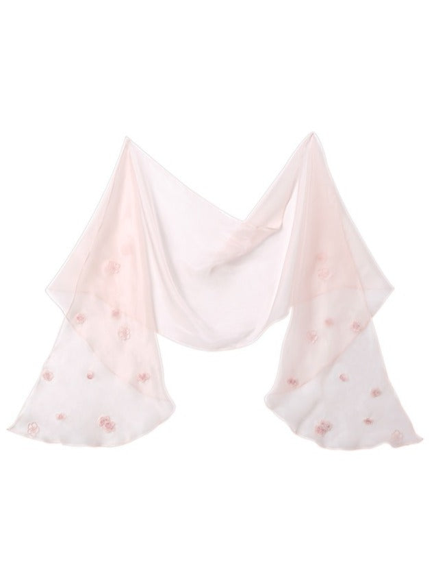 Floral Pink Hanfu Scarf with Charming Design - Yimu Walnut