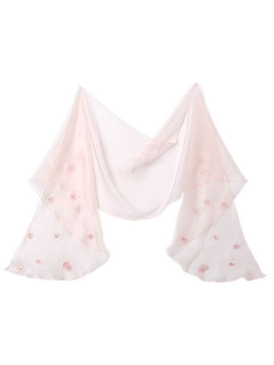 Floral Pink Hanfu Scarf with Charming Design - Yimu Walnut