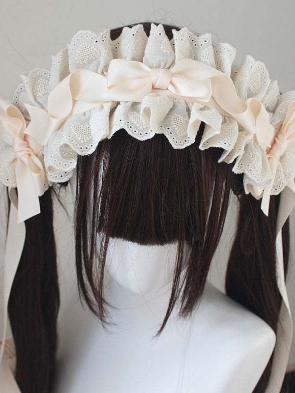 コットンレーストリムの蝶結びディテールハイバンド