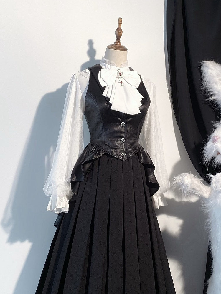 Waistcoat Black Sword Tail with Gothic Skeleton Lolita Embroidery