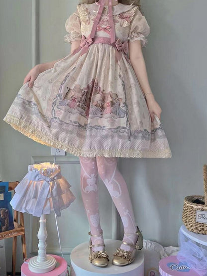 Weiß/schwarze Overknee-Strümpfe mit Teddybär und Herz