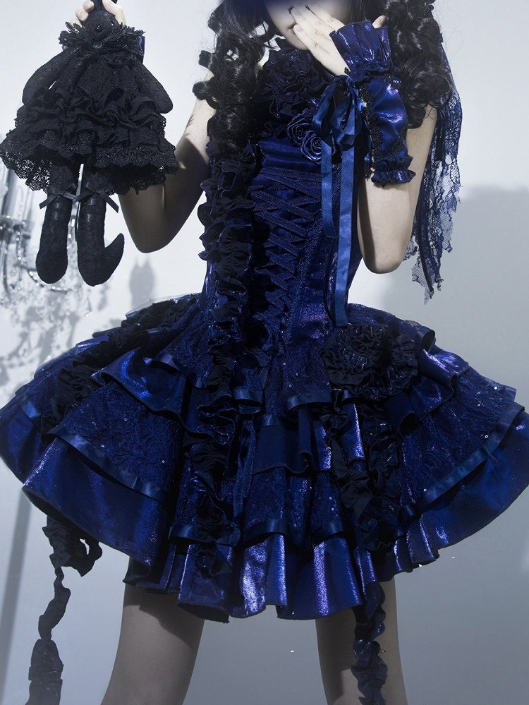 Dunkelblaue Handgelenksmanschetten / Choker