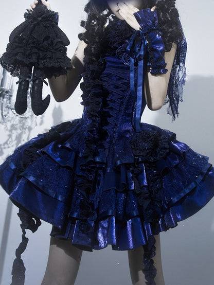 Dunkelblaue Handgelenksmanschetten / Choker