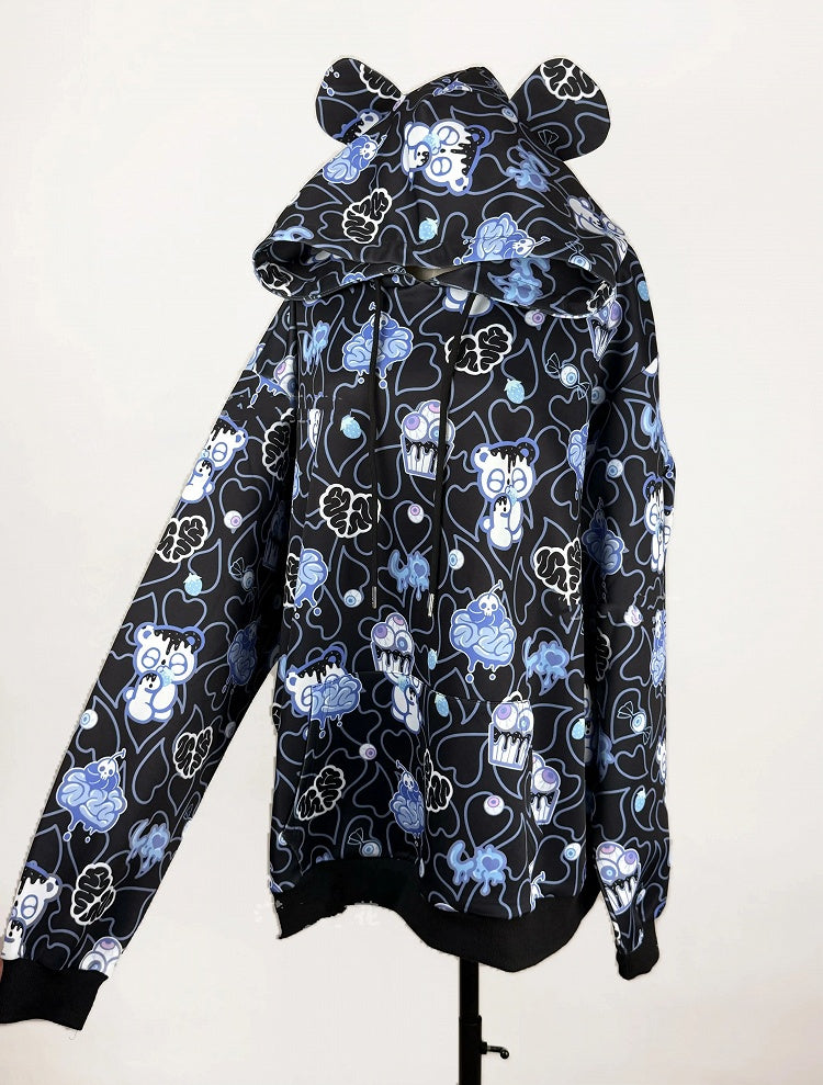 Colors Style Ear Sweet Jacket Hoodie Available Bear with Landmine 3 Guro Print in /