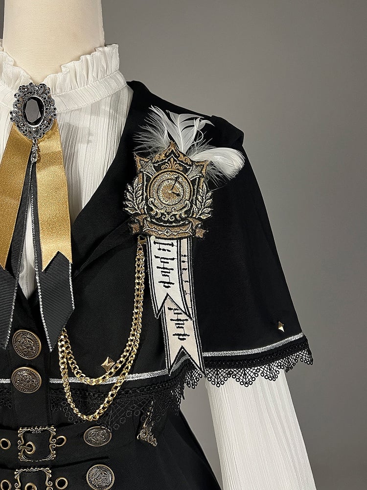 Lolita Skirt Dark Fashion Academia Print Coat Dragon Cape White Gothic Blouse Hooded +