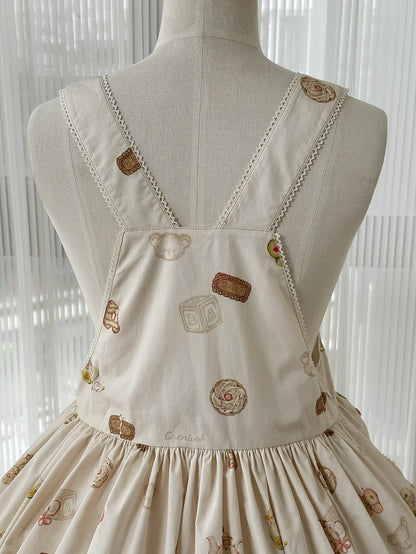 Print Overall Lolita Bubble Doll Sweet and Teddy Puppy Dress