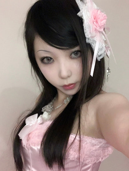 Floral Bowknot Cross Pink/Schwarz Design und Haarspange